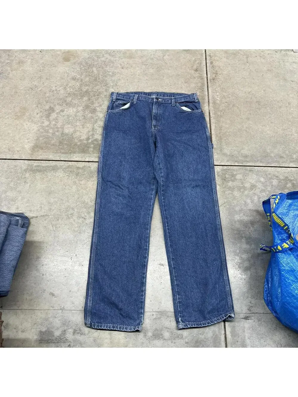 vintage dickies dark blue relaxed baggy fit jeans size 34 x 30